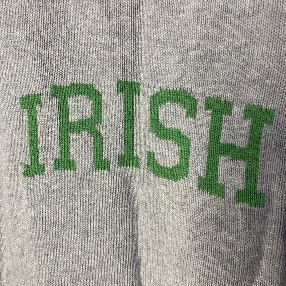Pink Pineapple IRISH Sweater Womens XL Gray Green Shamrock Cotton Knit Pullover - Picture 3 of 6